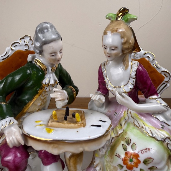 Vintage Dresden-Style Porcelain Figurine | Rococo Couple | Hand Painted - Picture 4 of 16